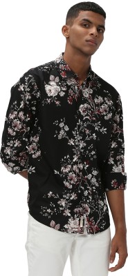 MUFTI Men Printed Casual Black Shirt