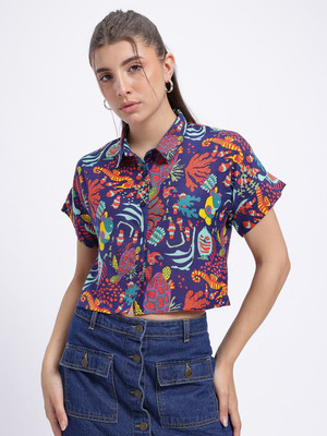 Glitchez Women Printed Casual Multicolor Shirt