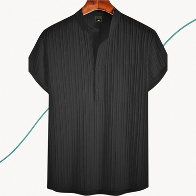 Dharamraj Fashion Men Self Design Casual Black Shirt
