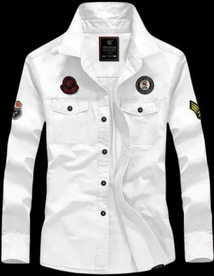 Bridon Creations Men Embroidered Casual White Shirt