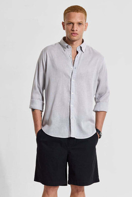 Snitch Men Self Design Casual Grey Shirt