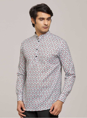 ISUEL FAB CREATION Men Printed Casual Grey, Black Shirt