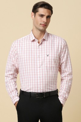 Allen Solly Men Checkered Formal White, Pink Shirt