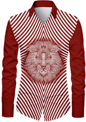 VMENTERPRISE Men Printed Casual Maroon Shirt