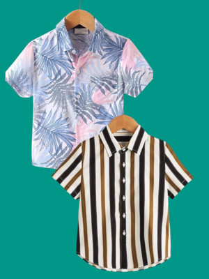 KILLER Boys Printed Casual Brown Shirt(Pack of 2)