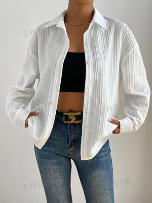 Leriya Fashion Women Self Design Casual White Shirt