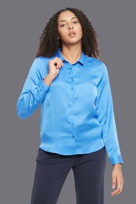 Allen Solly Women Solid Casual Blue Shirt