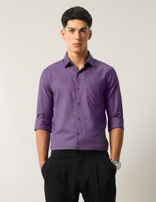ARROW Men Solid Formal Purple Shirt