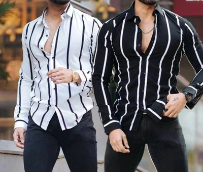 LEMZODIC Men Striped Casual Multicolor Shirt(Pack of 2)