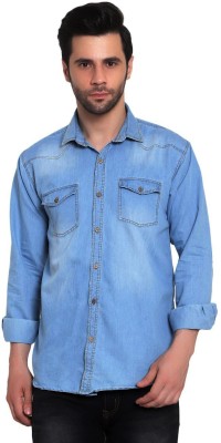 gerentswear Men Solid Casual Light Blue Shirt