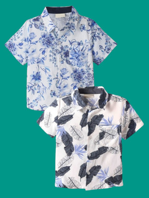 KILLER Boys Printed Casual Dark Blue Shirt(Pack of 2)