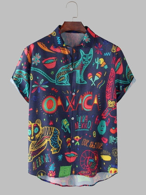 Nirvaan Men Graphic Print Casual Multicolor Shirt