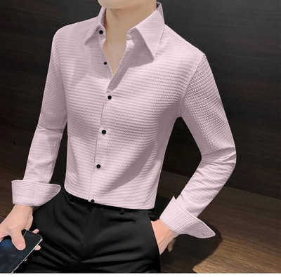 MOXTE Women Self Design Formal Pink Shirt