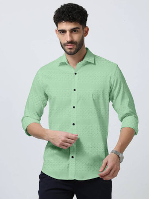 SATADHAR ENTERPRISE Men Self Design Casual Light Green Shirt
