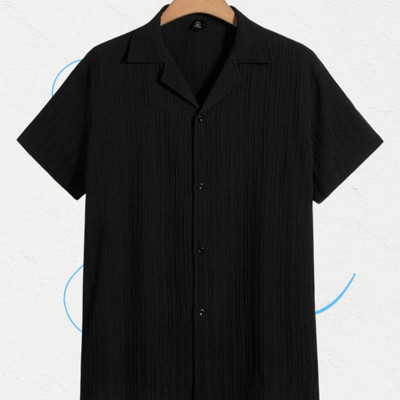A Dearise Trend Men Self Design Casual Black Shirt