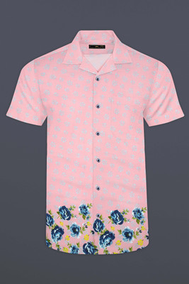 HOC Men Printed Casual Pink Shirt