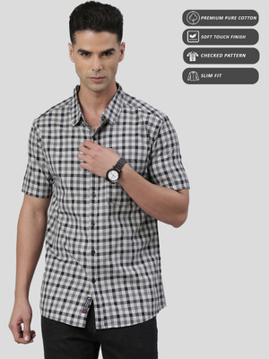 METRONAUT Men Checkered Casual Grey, Black Shirt