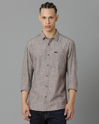 VOI JEANS Men Solid Casual Brown Shirt