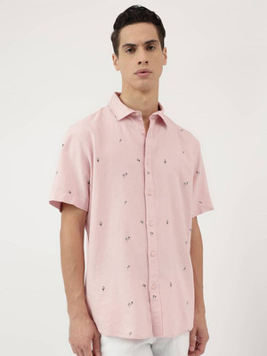 MARKS & SPENCER Men Printed Casual Pink Shirt