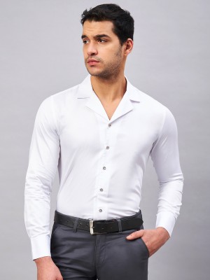 LOUIS STITCH Men Self Design Formal White Shirt
