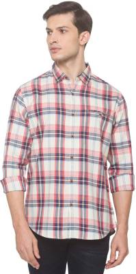 SNX Men Checkered Casual Red Shirt