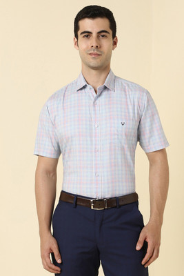 Allen Solly Men Checkered Formal Light Blue Shirt
