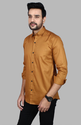 LRK Men Solid Casual Brown Shirt