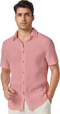 METRONAUT Men Solid Formal Pink Shirt