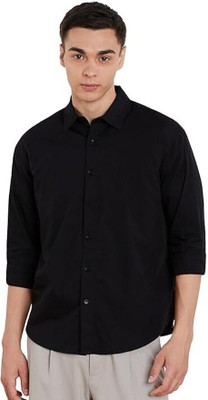 ISUEL FAB Men Solid Casual Black Shirt