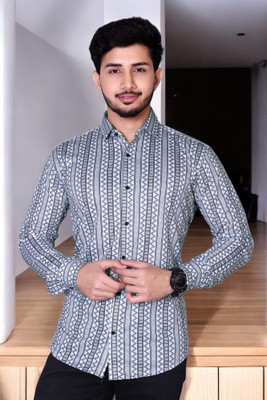 GCFAB Men Printed Casual Grey Shirt