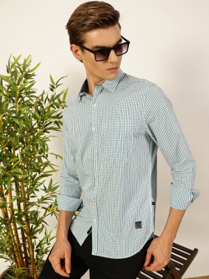 THOMAS SCOTT Men Checkered Casual Blue Shirt