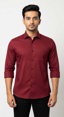 ASFASHIONLORD Men Solid Formal Maroon Shirt