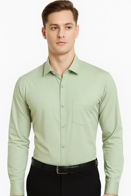 OFFICER CHOICE Men Solid Formal Light Green Shirt