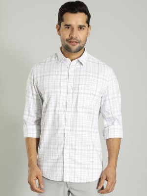 INDIAN TERRAIN Men Checkered Casual White Shirt