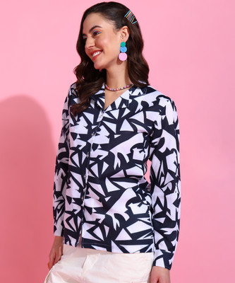 Rudraaksha Women Printed Casual Dark Blue, Purple Shirt