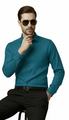NAMORA Men Solid Casual Blue Shirt