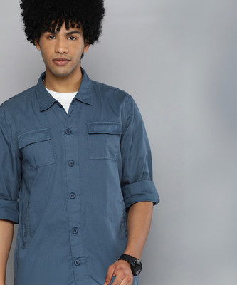The Indian Garage Co. Men Solid Casual Blue Shirt
