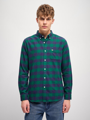 THE BEAR HOUSE Men Checkered Casual Green Shirt