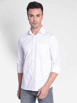 CRIMSOUNE CLUB Men Striped Casual White Shirt