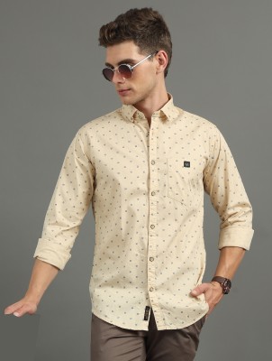 Indi Hemp Men Printed Casual Beige Shirt