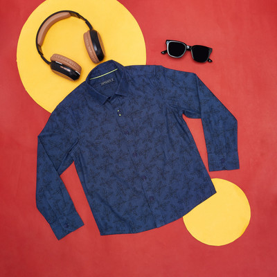 Pantaloons Junior Boys Printed Casual Dark Blue, Black Shirt