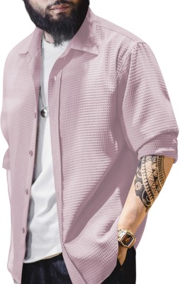 fitoda fashion Men Checkered Casual Pink Shirt