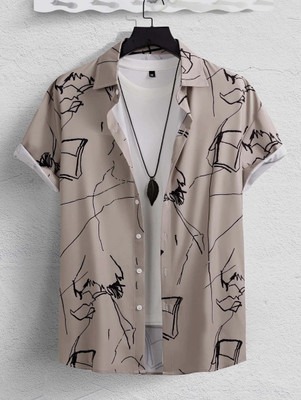 fitoda fashion Men Printed Casual Cream Shirt