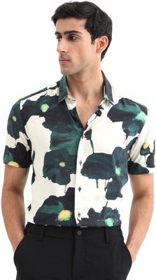 RARE RABBIT Men Printed Casual Green Shirt
