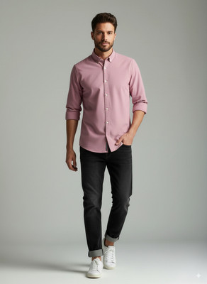 greet fashion Men Self Design Casual Purple Shirt