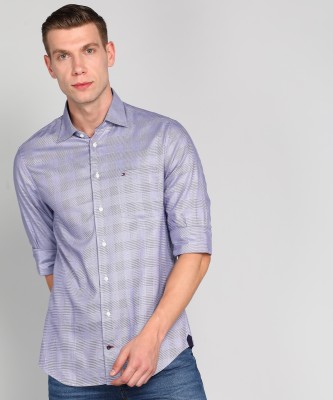 TOMMY HILFIGER Men Checkered Casual Blue Shirt