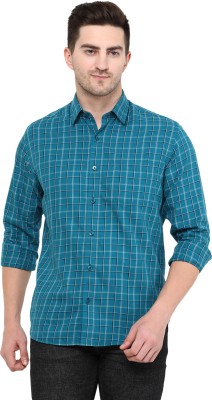 Greenfibre Men Checkered Casual Blue Shirt