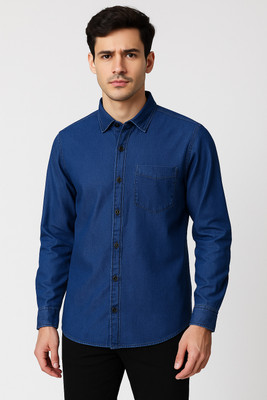 xceeder Men Solid Casual Dark Blue Shirt