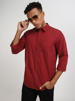 LEE Men Solid Casual Red Shirt