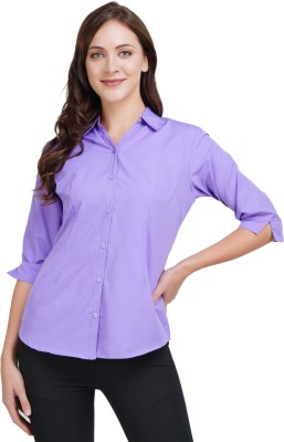 YELLOW PINE Women Solid Formal Purple Shirt